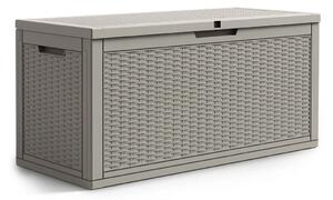 Zahradní úložný box na polstry a nářadí 340 l, šedý, voděodolný, 119×58×52 cm