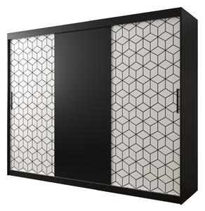 Šatní skříň Abi Plaster Barva korpusu: Černá, Rozměry: 250 cm, Dveře: Bílá mat