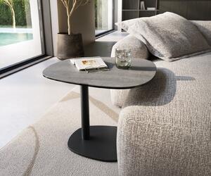 DELIFE Konferenční stolek Edge tvar oválný 60×60 cm keramika beton šedá Eleny kov černá