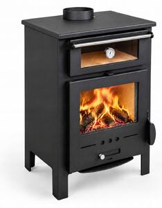 Kamna na dřevo s troubou THERMA 7,1 kW, volně stojící ocelová krbová kamna, litinový rošt, teploměr, kouřovod 150 mm Kopírovat