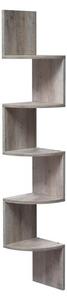 Designová rohová police 5 polic, 20x20x127,5 cm