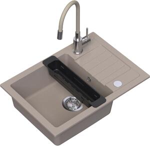 Ruvetti Natu Compact dřez s baterií a příslušenstvím béžová/ocel LP_3200-NC6244BE_W