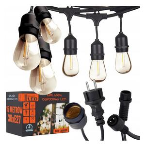 LED Venkovní dekorační řetěz 15xE27/1W/230V 15,94 m IP44 černá