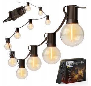 LED Stmívatelný venkovní řetěz 25xE12/1W/24/230V 17,5 m IP65 černá + DO