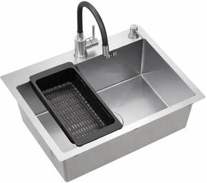 Ruvetti Look dřez s baterií a příslušenstvím ocel/ocel LPLOOK605200BSS