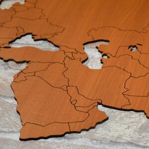 DUBLEZ | Dřevěná 3D mapa světa s vyznačenými hranicemi států