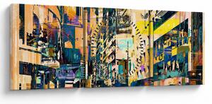 Obraz malované abstrakce (s hodinami) (90x30 cm)