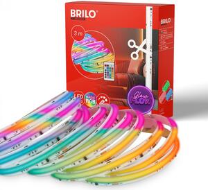 BRILO 2322480 COB LED pásek 3m, dálkový ovladač, RGB IC dynamické barvy, bílý - BRILO