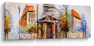 Obraz - Malovaná městká památka (s hodinami) (90x30 cm)