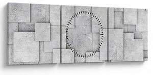 Obraz - Abstrakce betonových kachliček (s hodinami) (90x30 cm)