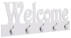 Nástěnný věšák WELCOME bílý 74 x 29,5 cm 284247