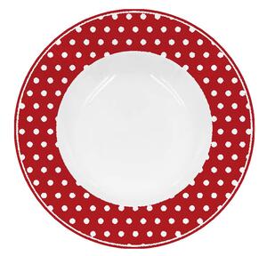 Porcelánový talíř polévkový s puntíky červený 22 cm (ISABELLE ROSE)