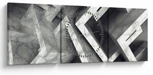 Abstraktní obraz krychlí (s hodinami) (90x30 cm)
