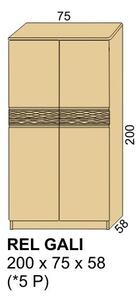 Masivní policová skříň REL GALI 200x75x58 (policová skříň z masivu do ložnice RELIA)