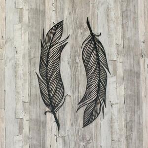 DUBLEZ | Dřevěná nálepka - Ptačí peří na stěnu