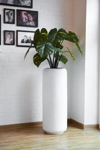 Kulatý květináč MERA, sklolaminát, výška 95 cm, bílý mat, outlet