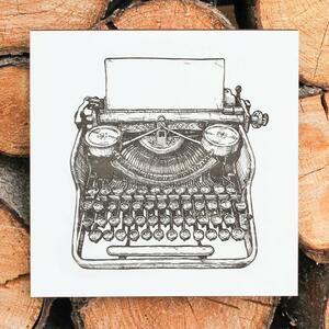 DUBLEZ | Dřevěný obraz do kanceláře - Retro psací stroj