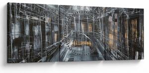 Obraz interiéru staré budovy (s hodinami) (90x30 cm)
