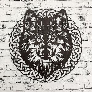 DUBLEZ | Dřevěný obraz na stěnu - Vlk v rámu