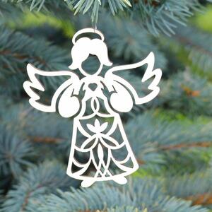 DUBLEZ | Dřevěný vánoční anděl na stromeček