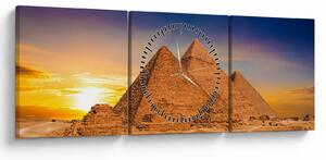 Obraz - Egyptské pyramidy (s hodinami) (90x30 cm)