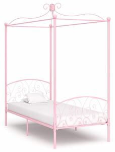 Rám postele s nebesy růžový kovový 90 x 200 cm 284486