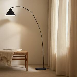 Lindby oblouková lampa Triangolo, černá, výška 195 cm, kov E27, Černá, Obývací pokoj / jídelna, kov, Moderní