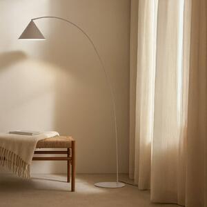 Lindby Lampa Triangolo, béžová, výška 195 cm, kov, E27, Krémová / jantar, Obývací pokoj / jídelna, kov, Moderní