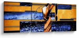 Obraz abstraktní malby (s hodinami) (90x30 cm)