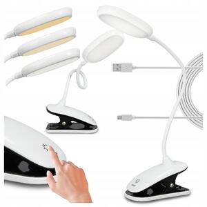 LED stolní lampa, s dotykovým ovládáním, CCT, s klipsem, 5 W, 260 lm