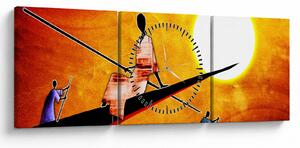 Obraz dobové starověké malby (s hodinami) (90x30 cm)
