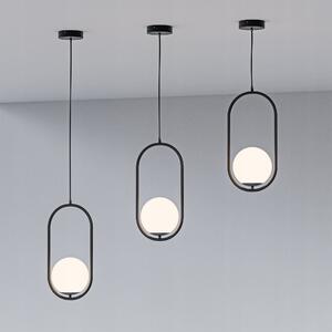 Černé kancelářské závěsné LED svítidlo s bílými skleněnými koulemi G9