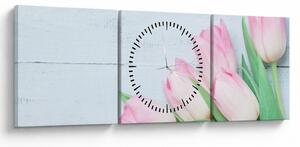 Obraz - Kytice tulipánů (s hodinami) (90x30 cm)