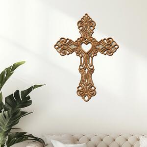Dřevěný vrstvený kříž srdce na zeď | Rozměry (cm): 29x40 | Zvolte barvu dekoru: Třešeň-Javor