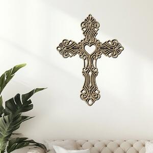 Dřevěný vrstvený kříž srdce na zeď | Rozměry (cm): 29x40 | Zvolte barvu dekoru: Javor-Wenge