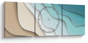 Abstraktní obraz mořského pobřeží (s hodinami) (90x30 cm)