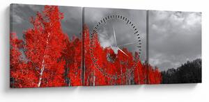 Obraz - Stromy v barvě podzimu (s hodinami) (90x30 cm)