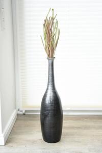 Váza DELGADA, sklolaminát, výška 65 cm, černo-stříbrná
