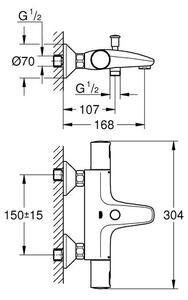 Grohe Precision Start Vanová termostatická baterie, černá mat 345982430