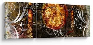 Obraz starověké dobové malby (s hodinami) (90x30 cm)