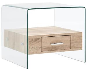 Konferenční stolek se zásuvkou 50 x 50 x 45 cm tvrzené sklo 284724
