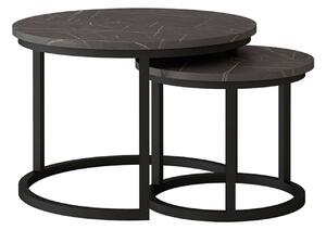 Konferenční stolek Toronto 50x42 + 70x46 černý / mramor pietra černý Idczak meble