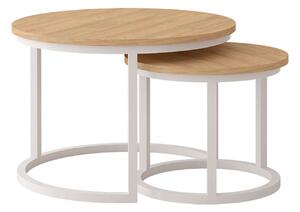 Konferenční stolek Toronto 50x42 + 70x46 bílý / dub hickory Idczak meble