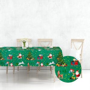 Ervi bavlněný ubrus na stůl obdélníkový/čtvercový - Vánoční vzor- zelený