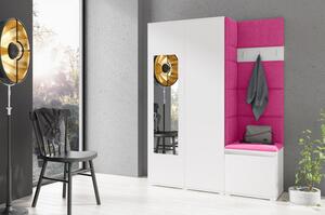 Předsíňová stěna AMI 11 Růžová Bílá Se zrcadlem