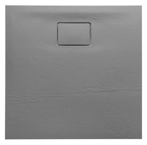 SAPHO - ACORA vanička z litého mramoru, čtverec 80x80x3,5cm, šedá, dekor kámen (AC021)