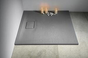 SAPHO - ACORA vanička z litého mramoru, čtverec 90x90x3,5cm, šedá, dekor kámen (AC022)