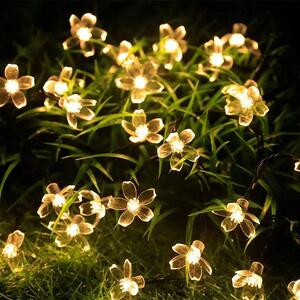 HJ 5m 20LED solární světelní řetěz venkovní s květinovými žárovkami LED barva: Teplá bílá/Warm white