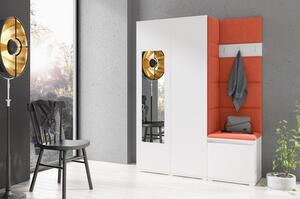 Předsíňová stěna AMI 11 Oranžová Bílá Se zrcadlem