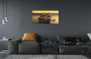 Obraz na skle Yellow sky ship sea 100x50 cm